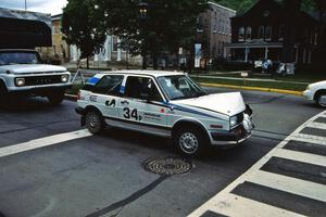 The Ed Maklenburg / Barbara Steencken VW GTI was an early DNF after hitting a tree