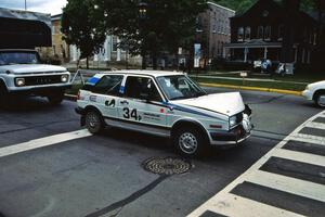 The Ed Maklenburg / Barbara Steencken VW GTI was an early DNF after hitting a tree