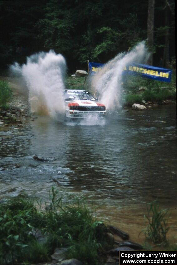 Bruno Kreibich / Rod Hendricksen Audi Quattro finishes SS1, Stony Crossing.