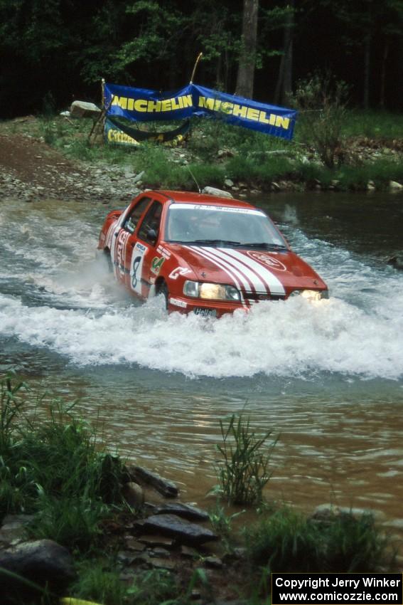 Mike Whitman / Paula Gibeault Ford Sierra Cosworth finishes SS1, Stony Crossing.