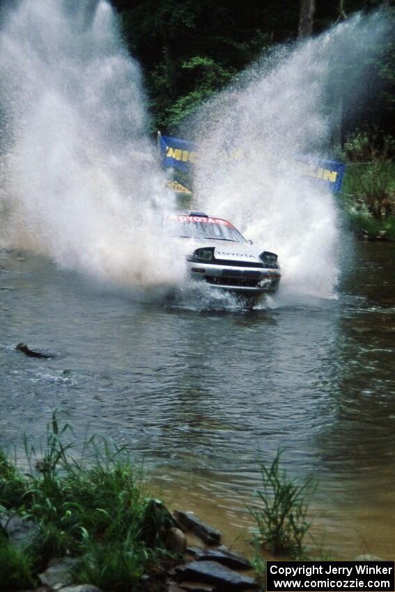 Bruce Newey / Matt Chester Toyota Celica Turbo finishes SS1, Stony Crossing.