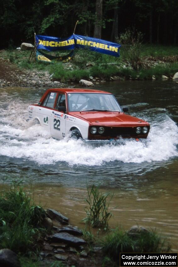 Pete Lahm / Jimmy Brandt Datsun 510 finishes SS1, Stony Crossing.