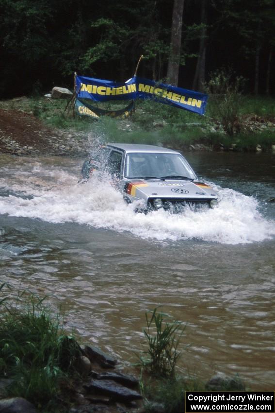 Kurt Thiel / George Thompson VW GTI finishes SS1, Stony Crossing.