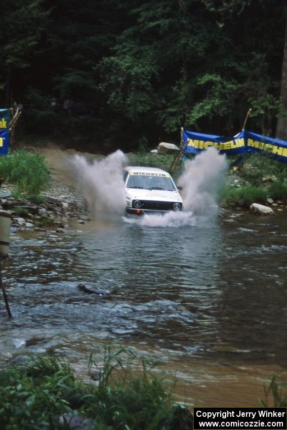 Chris Havas / Eric Tremblay VW Golf finishes SS1, Stony Crossing.