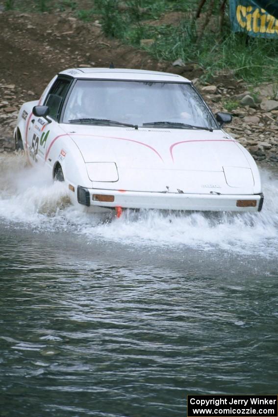 Craig Kazmierczak / Dick Casey Mazda RX-7 finishes SS1, Stony Crossing.