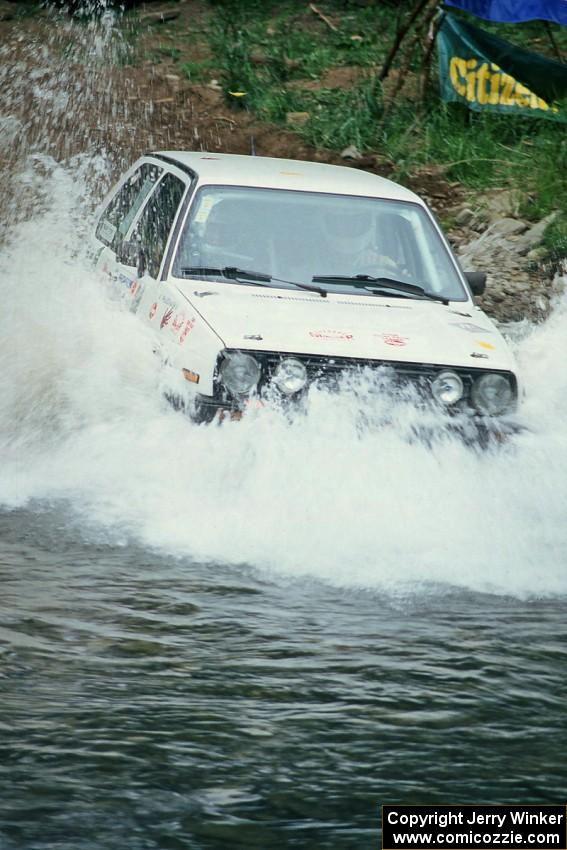 Wayne Prochaska / Annette Prochaska VW Golf finishes SS1, Stony Crossing.