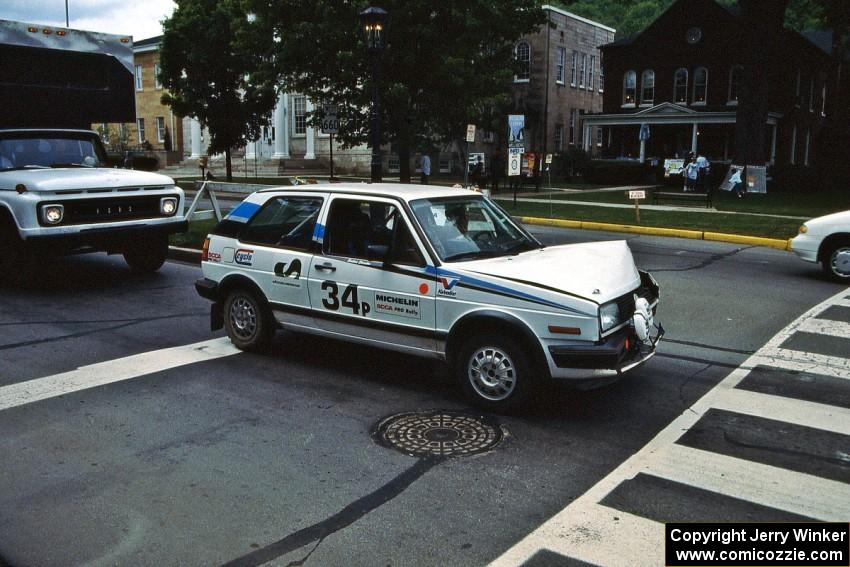 The Ed Maklenburg / Barbara Steencken VW GTI was an early DNF after hitting a tree