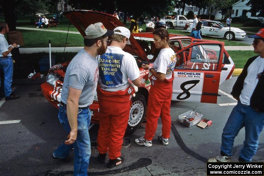 The Mike Whitman / Paula Gibeault Ford Sierra Cosworth during the midday break in Wellsboro