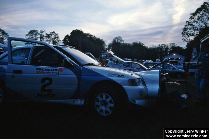 Carl Merrill / Lance Smith Ford Escort Cosworth RS at Germania service