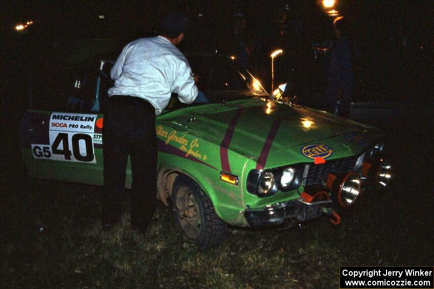 Ann Jordan / Alan Jordan Mazda RX-3 at Germania service