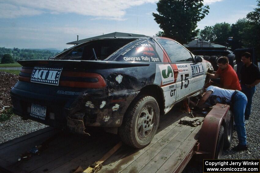 Steve Gingras / Bill Westrick Mitsubishi Eclipse GSX on the trailer after the roll