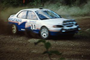 John Buffum / Neil Wilson Hyundai Elantra at the spectator point on SS1, Kabekona.