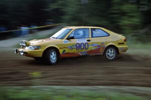 Sam Bryan / Rob Walden SAAB 900 Turbo at the spectator point on SS1, Kabekona.