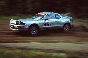 Bruce Newey / Matt Chester Toyota Celica Turbo at the spectator point on SS1, Kabekona.