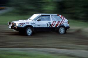 Dave White / Paula Gibeault VW GTI at the spectator point on SS1, Kabekona.