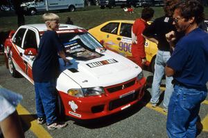 Henry Joy IV / Michael Fennell Mitsubishi Lancer Evo II  and Sam Bryan / Rob Walden SAAB 900 Turbo at parc expose on day two.