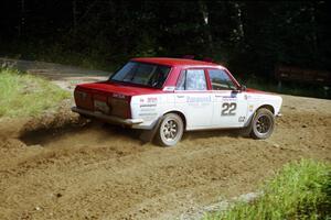 Pete Lahm / Jimmy Brandt Datsun 510 on SS13, Wolf Lake.