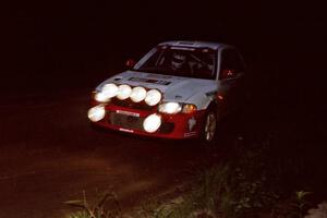 Henry Joy IV / Michael Fennell Mitsubishi Lancer Evo II on a night stage.