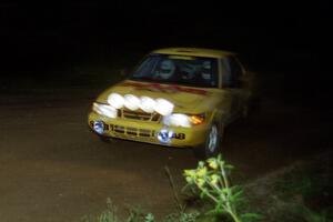 Sam Bryan / Rob Walden SAAB 900 Turbo on a night stage.