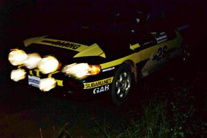 Lee Shadbolt / Paul Eklund Subaru Impreza on a night stage.