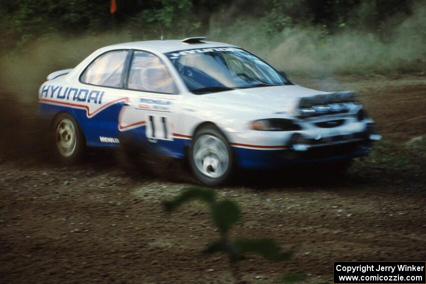 John Buffum / Neil Wilson Hyundai Elantra at the spectator point on SS1, Kabekona.