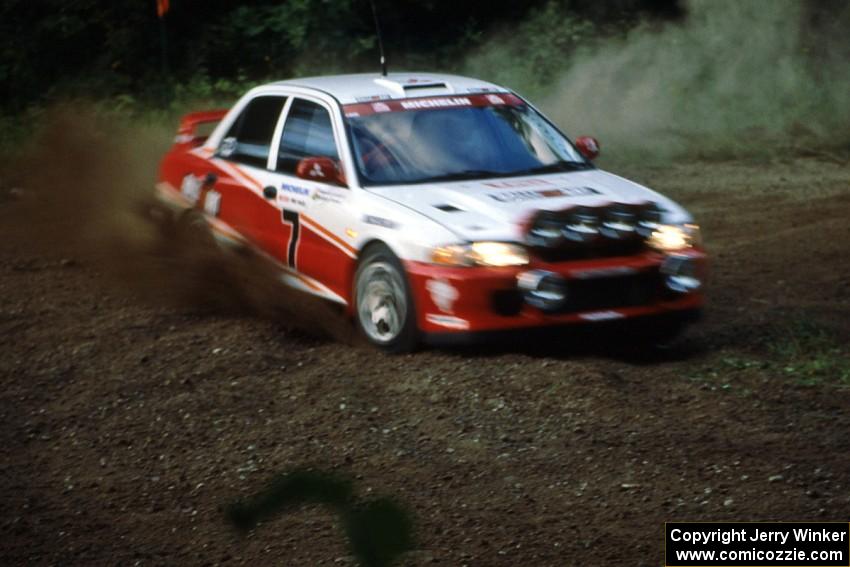 Henry Joy IV / Michael Fennell Mitsubishi Lancer Evo II at the spectator point on SS1, Kabekona.