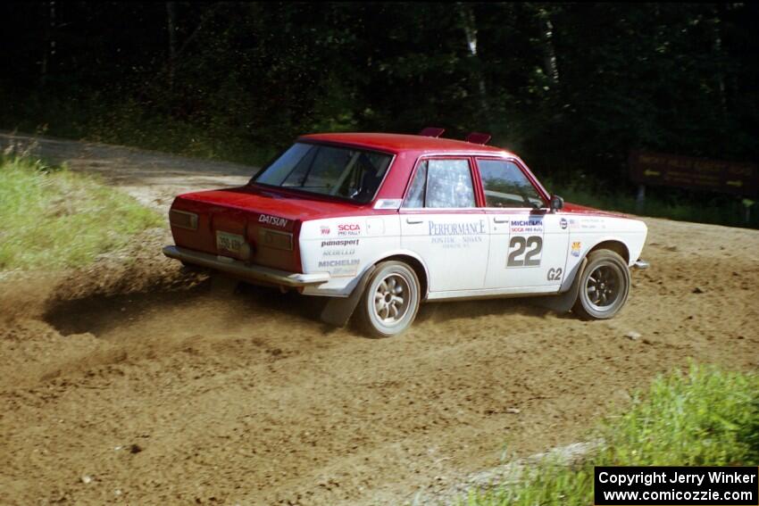 Pete Lahm / Jimmy Brandt Datsun 510 on SS13, Wolf Lake.