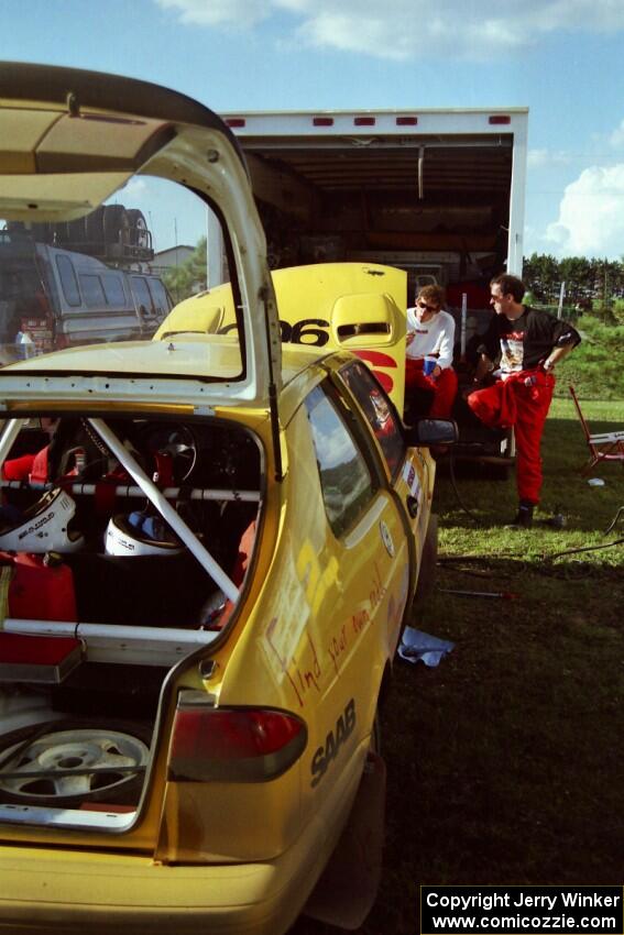 Sam Bryan / Rob Walden SAAB 900 Turbo at Park Rapids service.