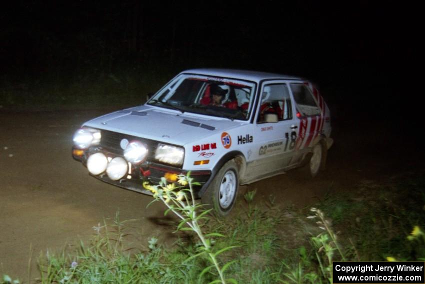 Dave White / Paula Gibeault VW GTI on a night stage.