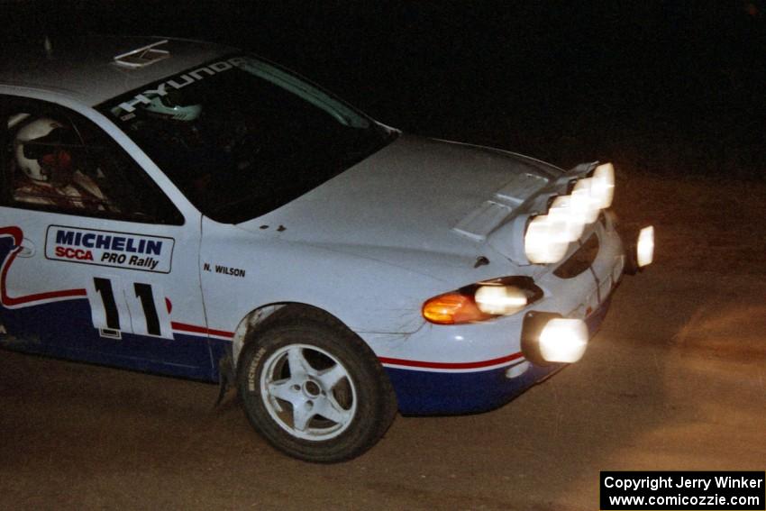 John Buffum / Neil Wilson Hyundai Elantra on a night stage.