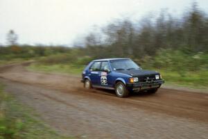 Mark Utecht / Paul Schwerin at full bore in their Dodge Omni GLH-Turbo on the practice stage.