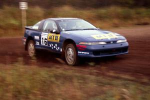Steve Gingras / Bill Westrick at speed in their Eagle Talon before a hard-right on the practice stage.