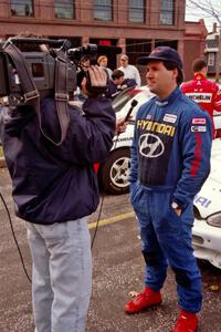 Paul Choinere is interviewed prior to the start of the event.