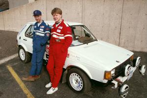 Larry Warrington and Damien Crane pose next to their VW Rabbit at parc expose.