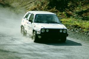 Wayne Prochaska / Annette Prochaska bring their VW Golf through the final corners of SS2.