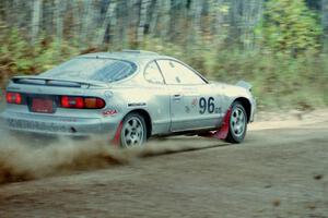 The Bruce Newey / Matt Chester Toyota Celica Turbo rockets down a straight on Menge Creek I.