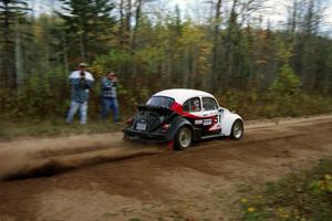 Mike Villemure / Reny Villemure drift their VW Beetle out of the first corner of Menge Creek I.