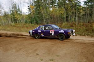 Scott Radabaugh / Marlena Baerkircher drift their Dodge Colt through the first corner of Menge Creek I.