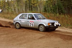 Jason Anderson / Jared Kemp drift their Dodge Omni through the first corner of Menge Creek I.