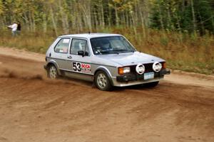 Brett Corneliusen / Brenda Corneliusen drift their VW GTI through the first corner of Menge Creek I.