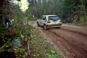 Wayne Prochaska / Annette Prochaska bring their VW Golf across the final bridge over Menge Creek on Menge Creek II.