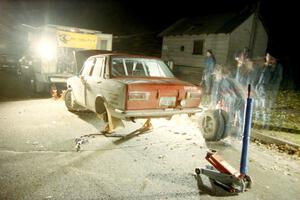 Pete Lahm / Jimmy Brandt work on their Datsun 510 at the second Kenton service.