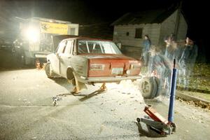 Pete Lahm / Jimmy Brandt work on their Datsun 510 at the second Kenton service.