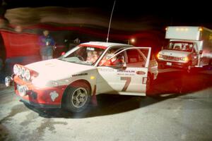 Henry Joy IV / Michael Fennell prepare for the final stages of the night in their Mitsubishi Lancer Evo II.