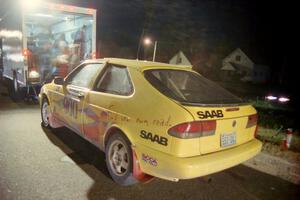 The Sam Bryan / Rob Walden SAAB 900 Turbo at the second Kenton service.