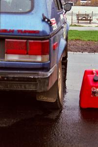 The Mark Utecht / Paul Schwerin Dodge Omni GLH-Turbo went off-road and wound up with the alignment tweaked.(3)