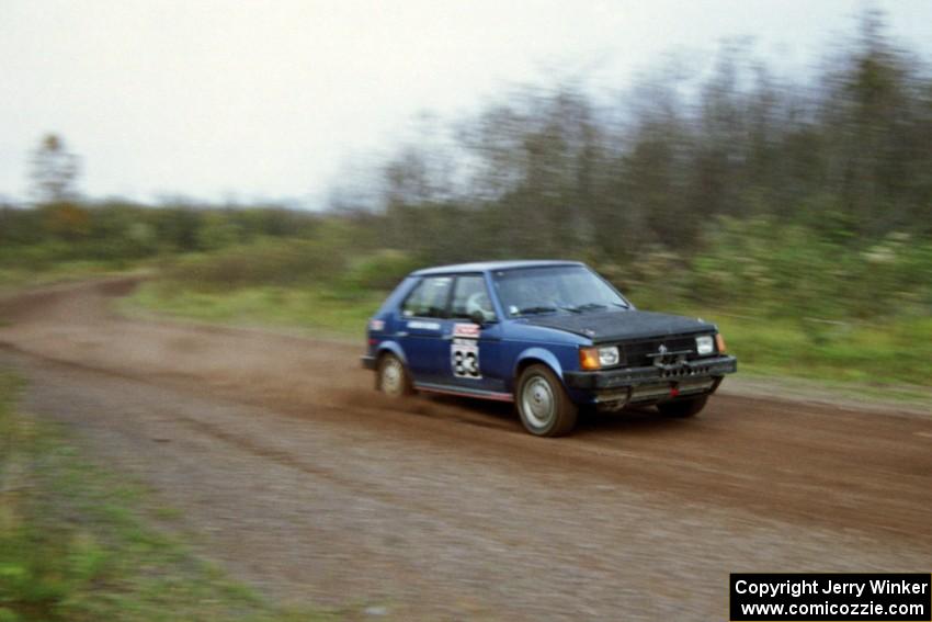 Mark Utecht / Paul Schwerin at full bore in their Dodge Omni GLH-Turbo on the practice stage.