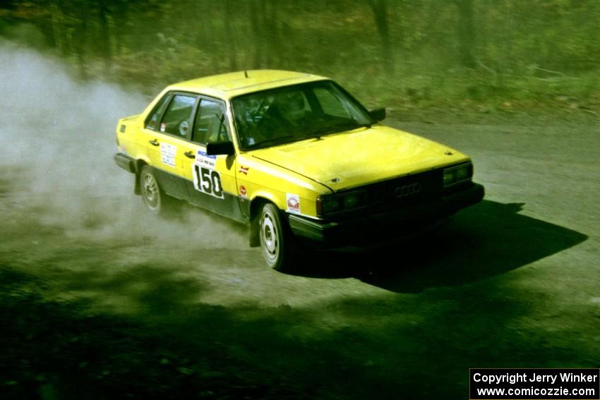 Mike Bodnar / D.J. Bodnar come through the final corner of SS2 in their Audi 4000S Quattro.