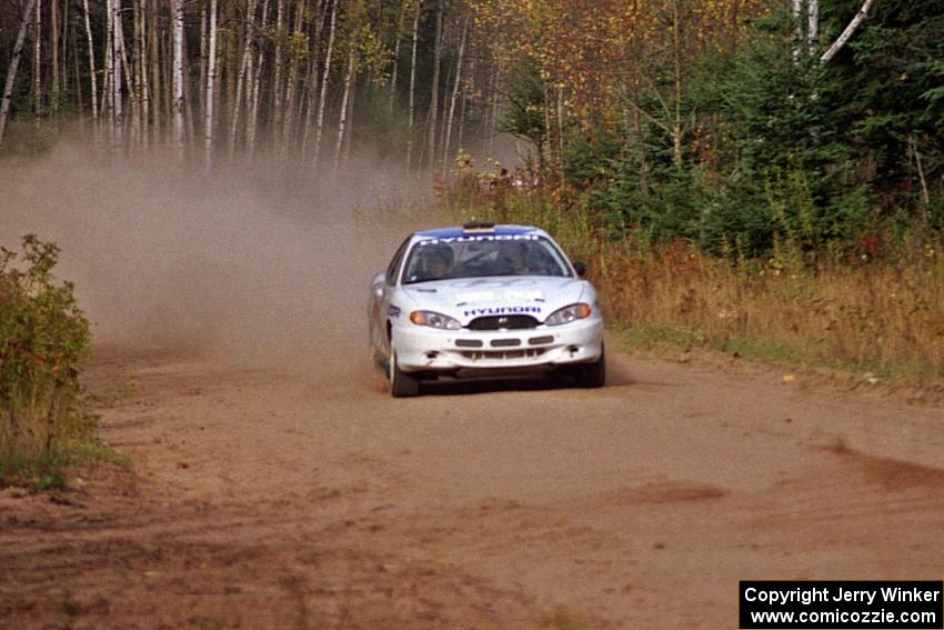 Paul Choiniere / Tom Grimshaw blast way from the start of Menge Creek I in their Hyundai Tiburon.