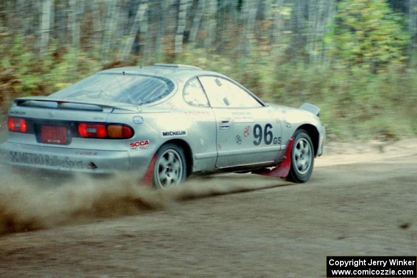 The Bruce Newey / Matt Chester Toyota Celica Turbo rockets down a straight on Menge Creek I.